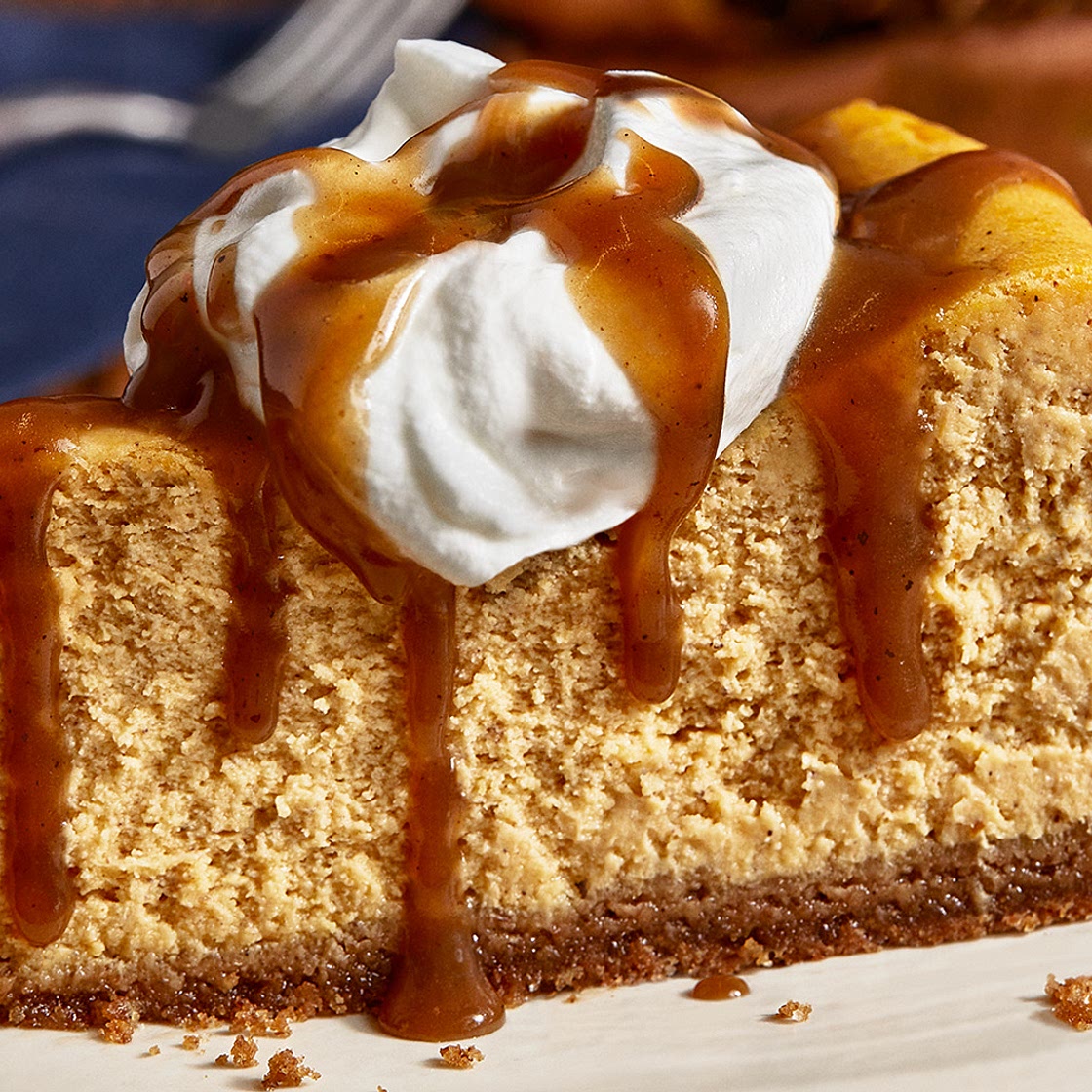 Pumpkin Cheesecake with Brown Butter Caramel Sauce