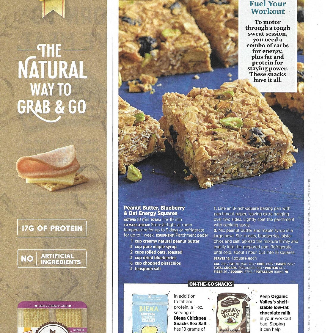 Peanut Butter, Blueberry and Oat Energy Squares