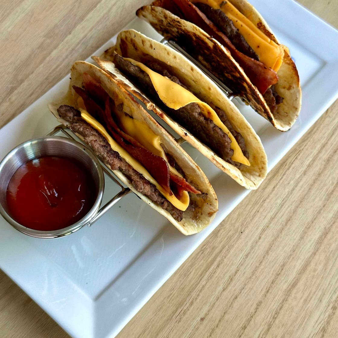 Smash burger tacos