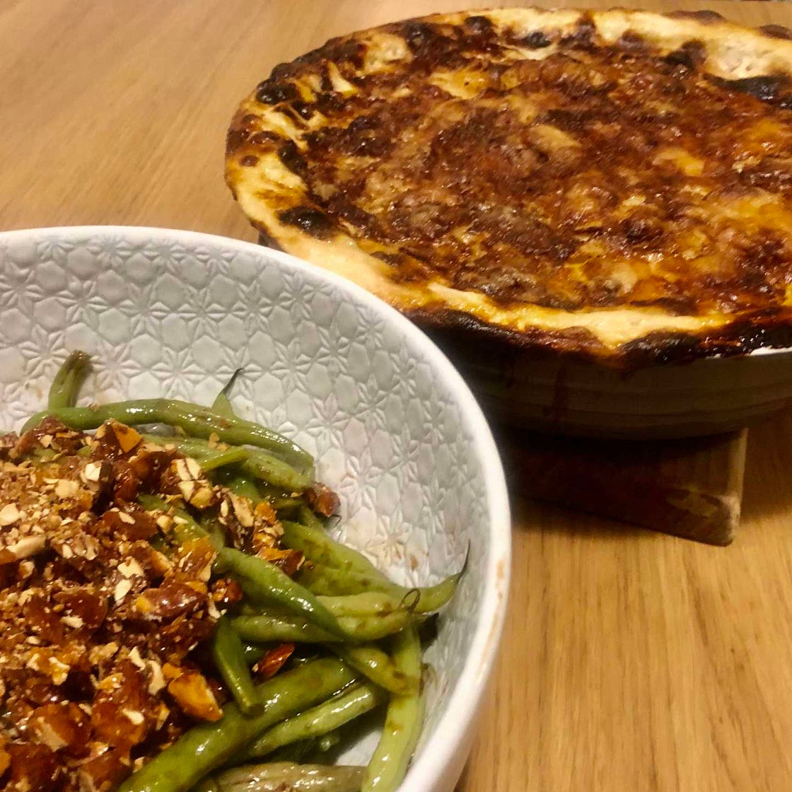 88. Pomme Pavé with Balsamic Green Beans and Almond Praline