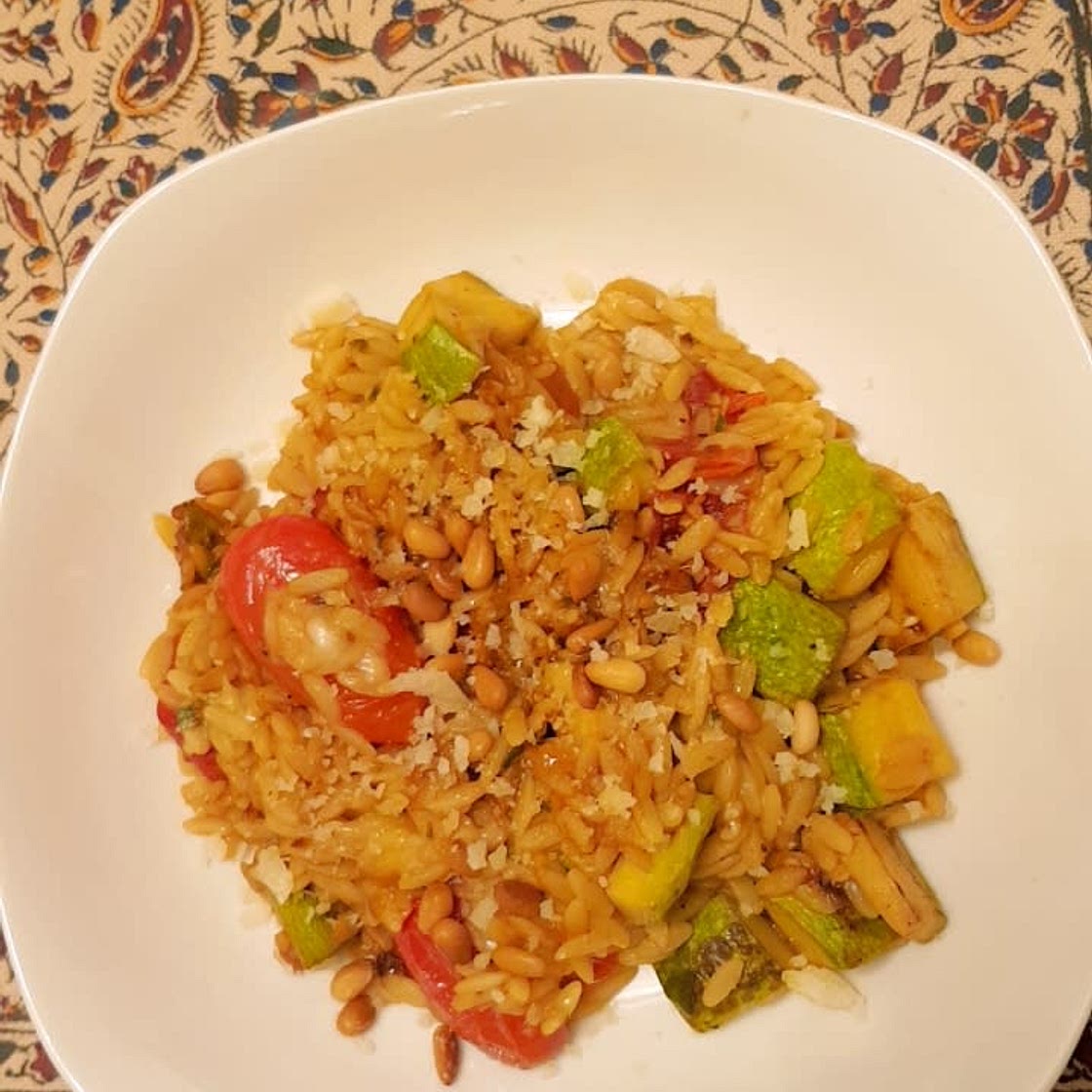 Zuchinni tomato orzo
