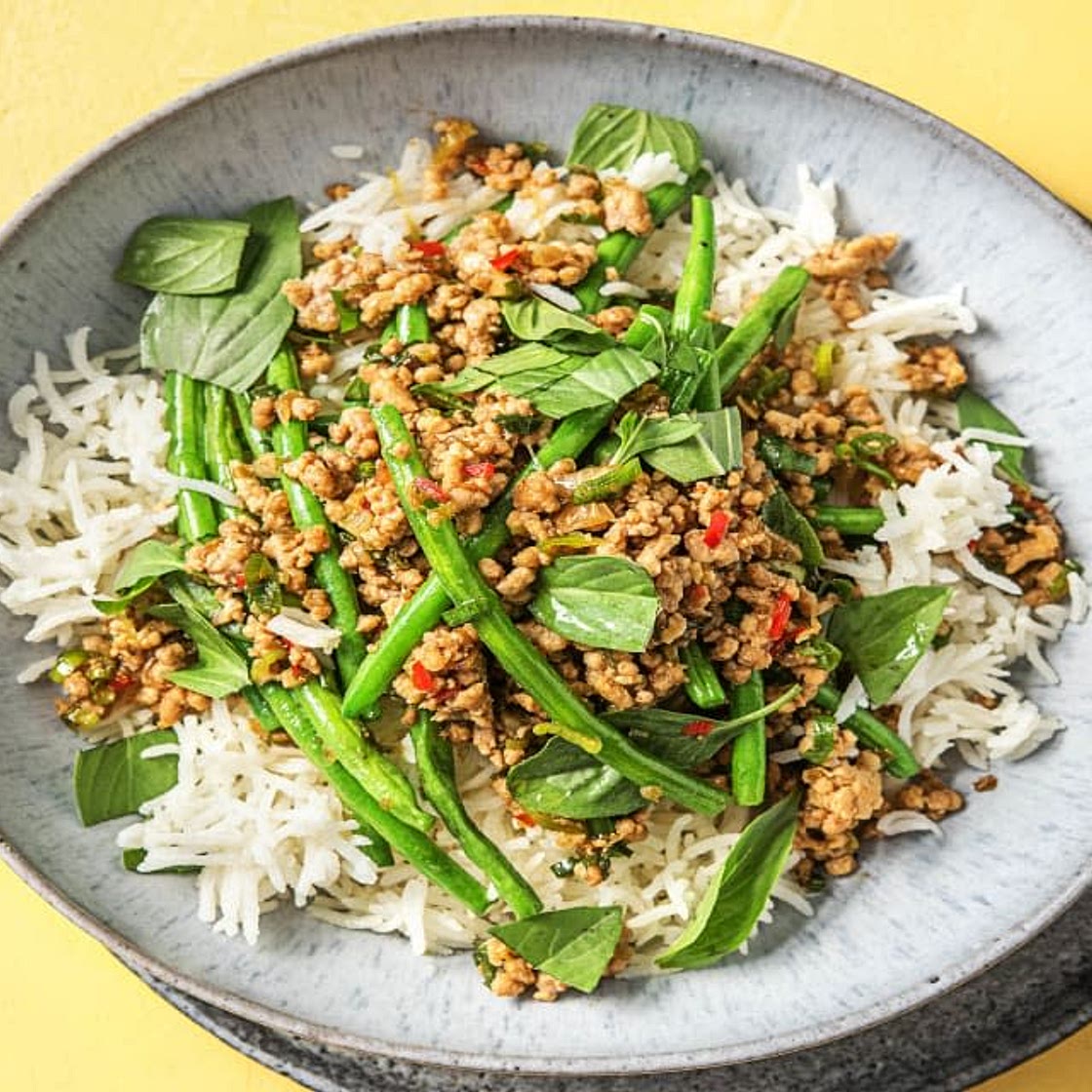 Pork mince stir fry with rice