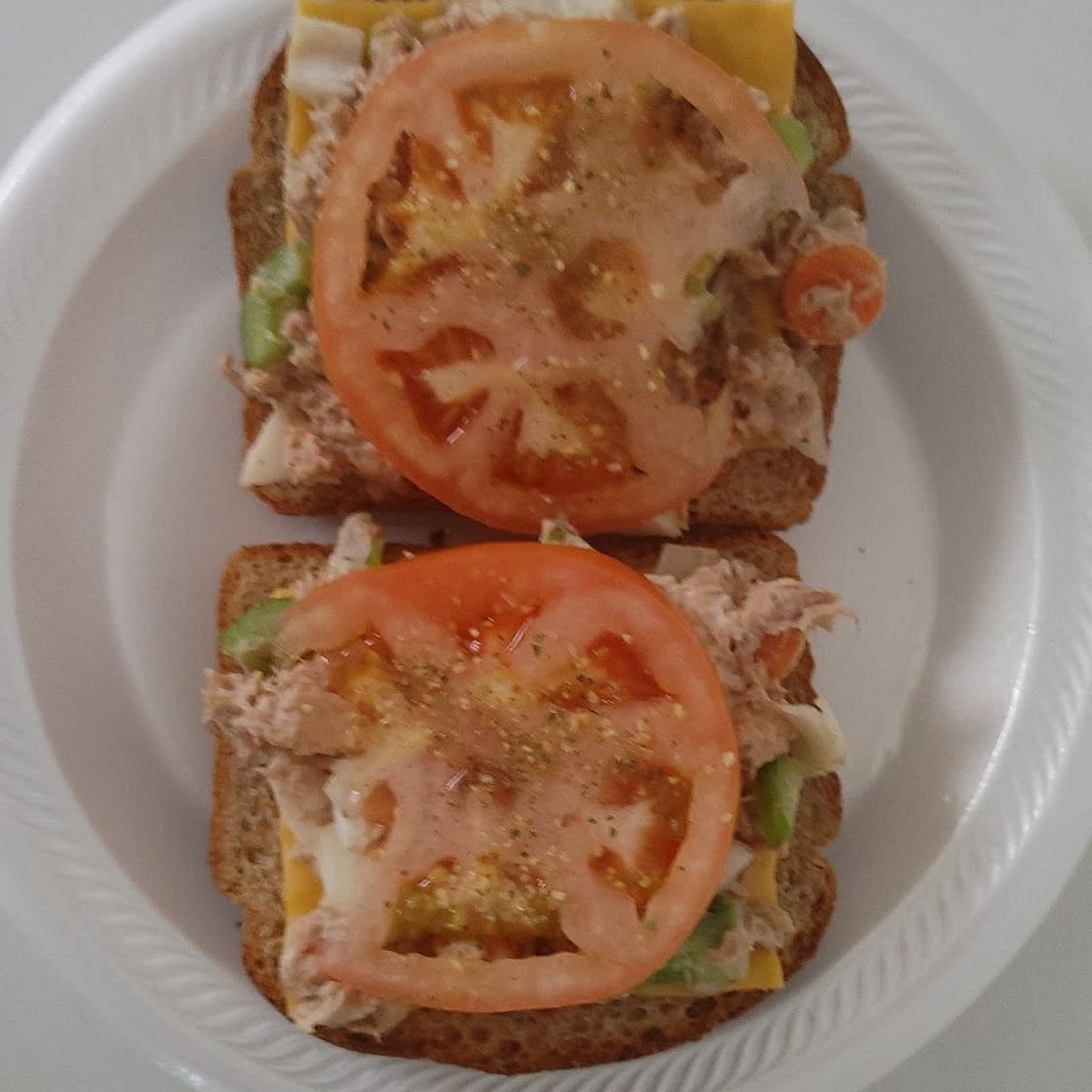 Open-Faced Tuna Melt Sandwich