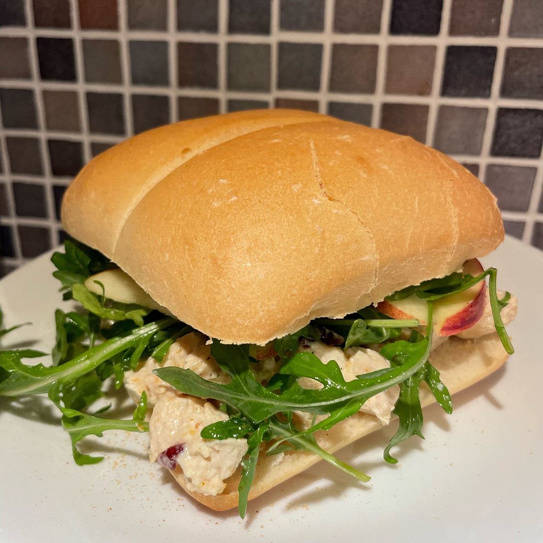 Chicken Salad Sandwiches with Cranberries & Tangy Arugula-Apple Salad