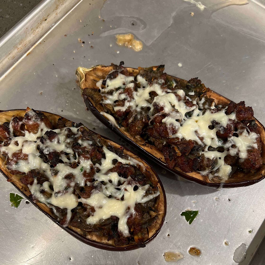 Sausage Stuffed Eggplant
