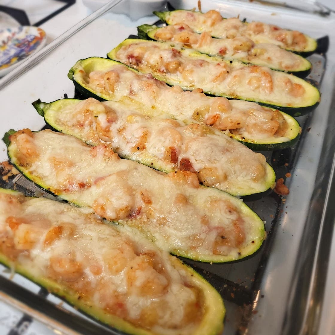 Garlicky Shrimp Zucchini Boats
