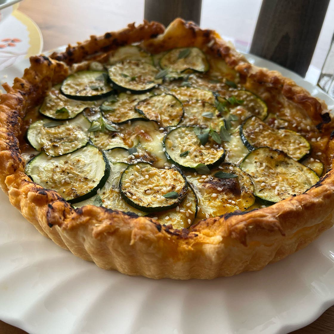 Courgette and Sun-Dried Tomato Pesto Tart