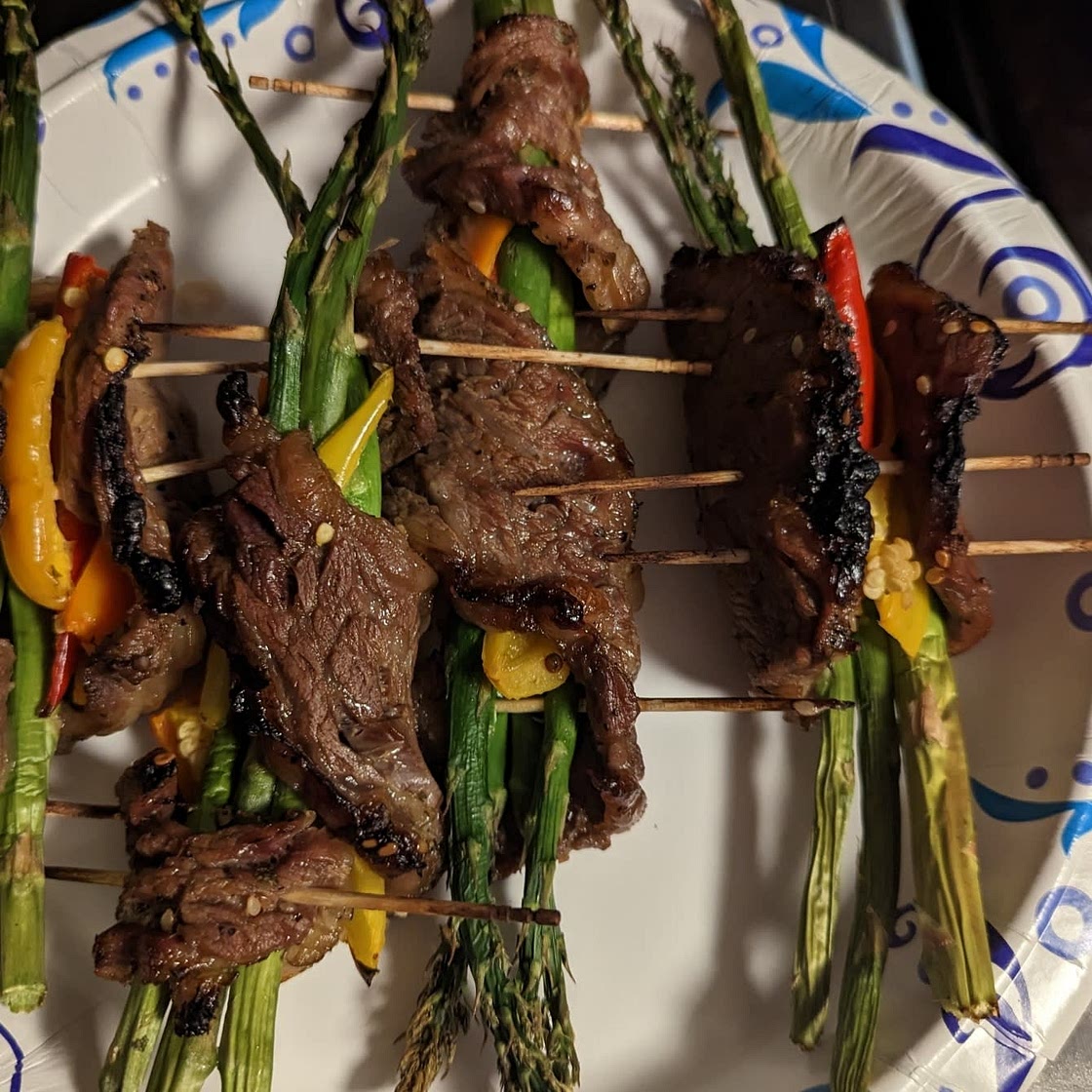 Air Fried Steak and Asparagus Bundles