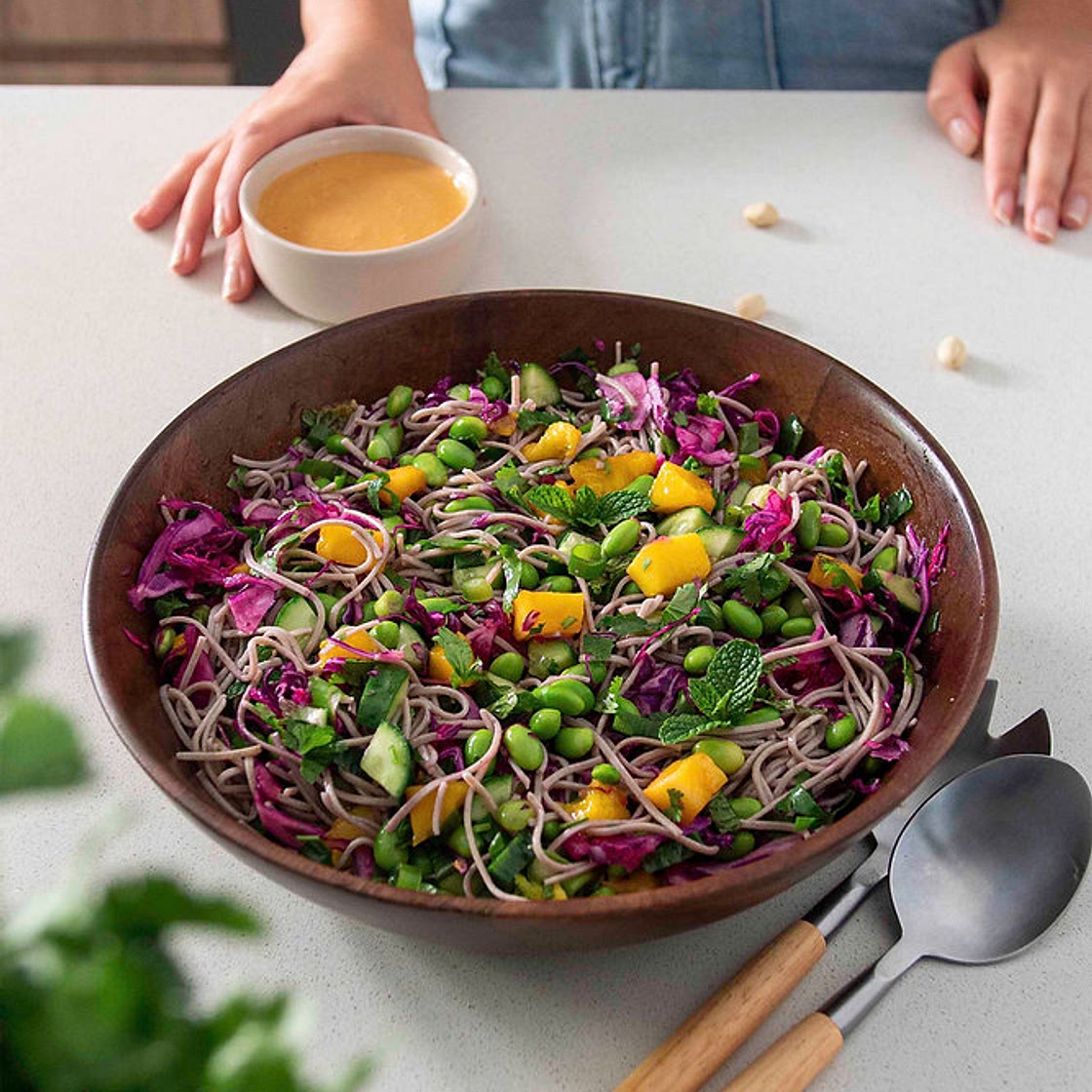 SOBA NOODLE SALAD WITH DELICIOUS PEANUT SAUCE
