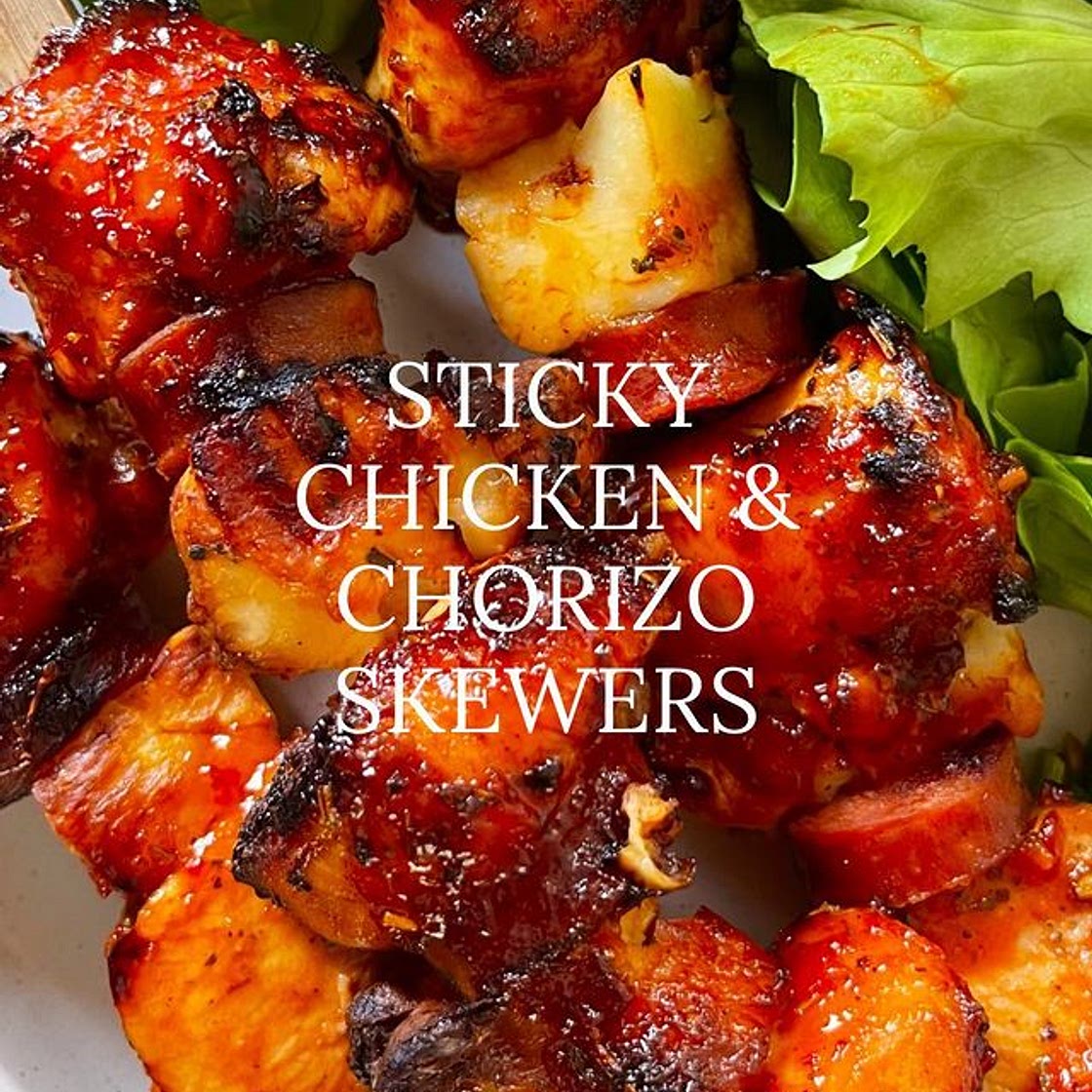 Chicken & Chorizo Sticky Skewers 