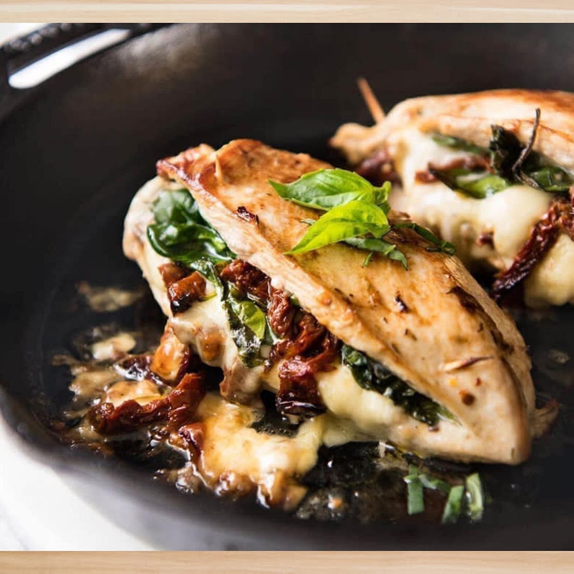 Sun-dried Tomato, Spinach, and Cheese Stuffed Chicken 