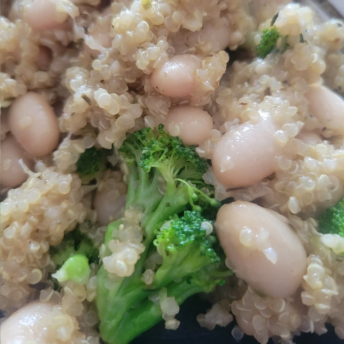 One Pan Broccoli Quinoa Skillet with Parmesan and White Beans