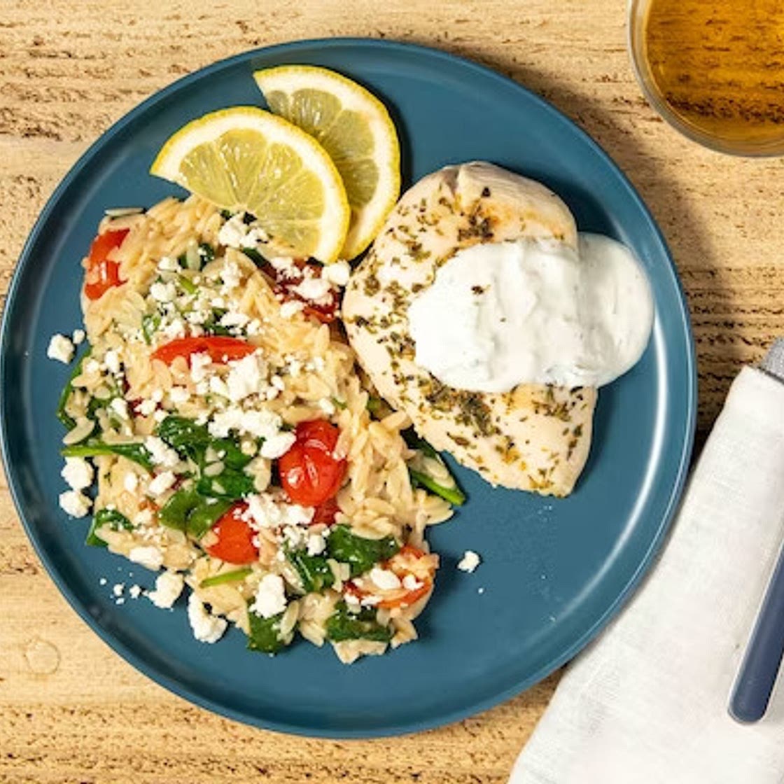 Greek Style Chicken with Orzo Salad