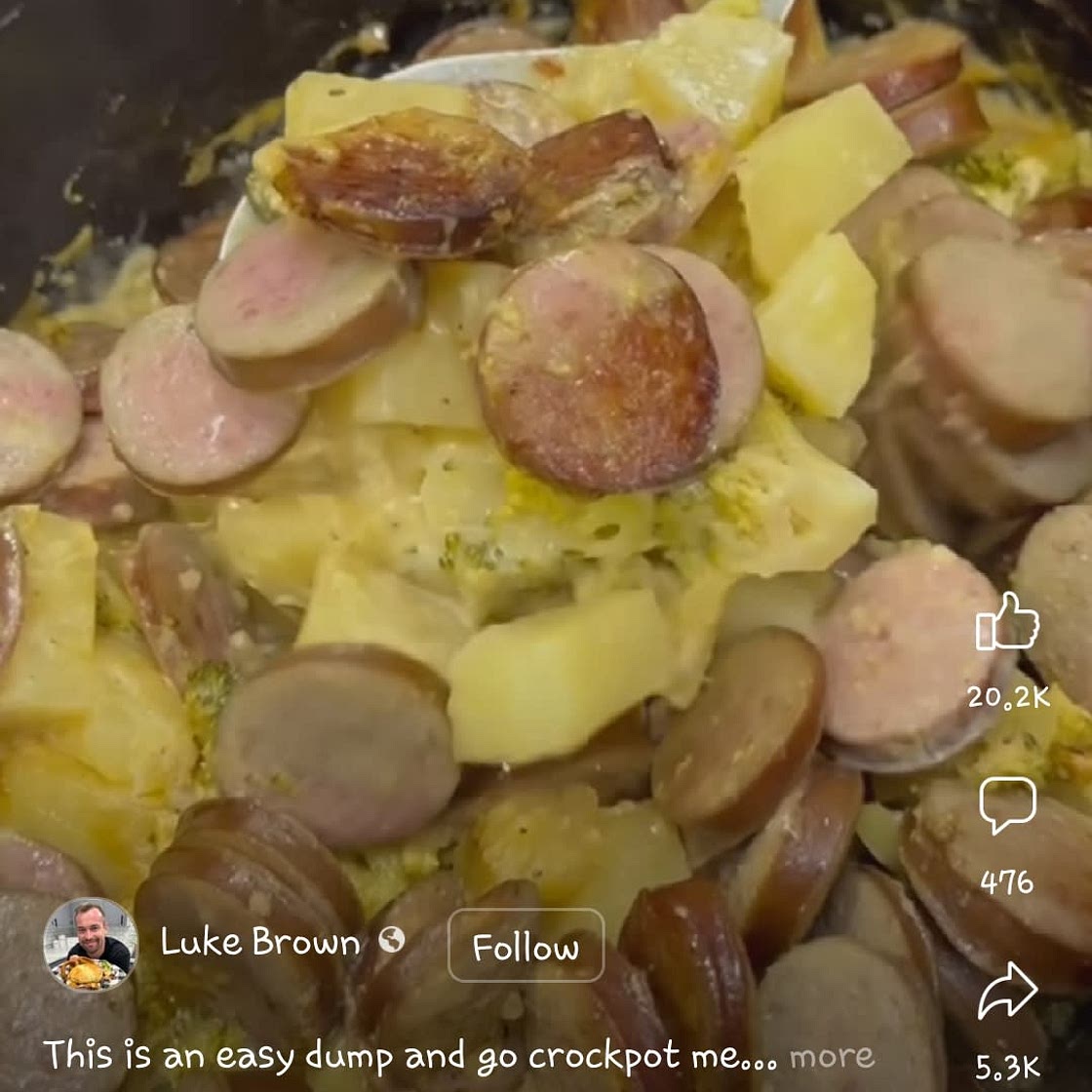Luke Brown's Slow Cooker Kielbasa Potatoes and Broccoli