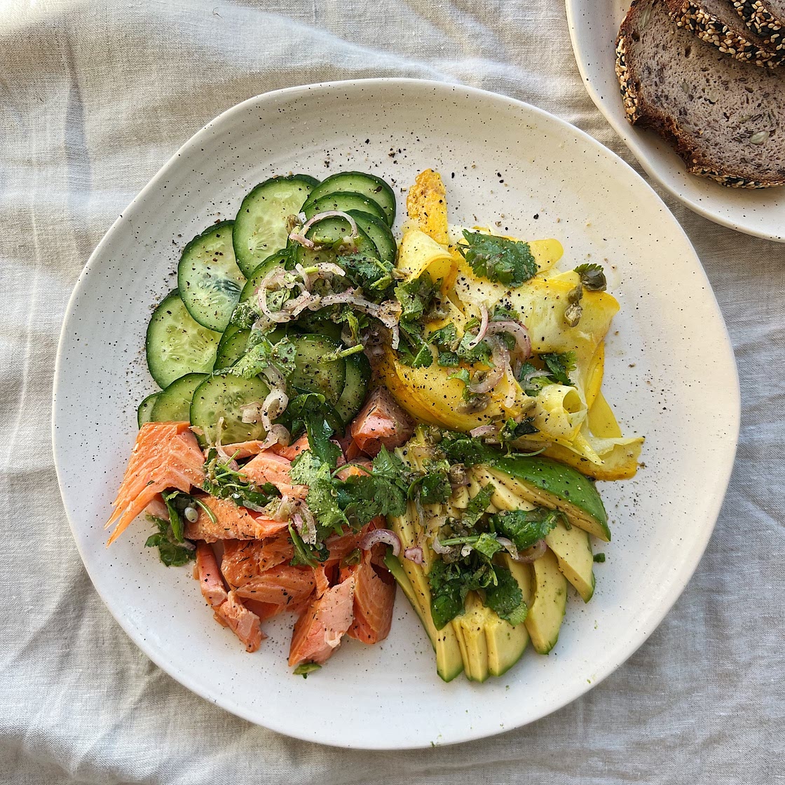 Salmon Brunch Plate With Shallot & Coriander