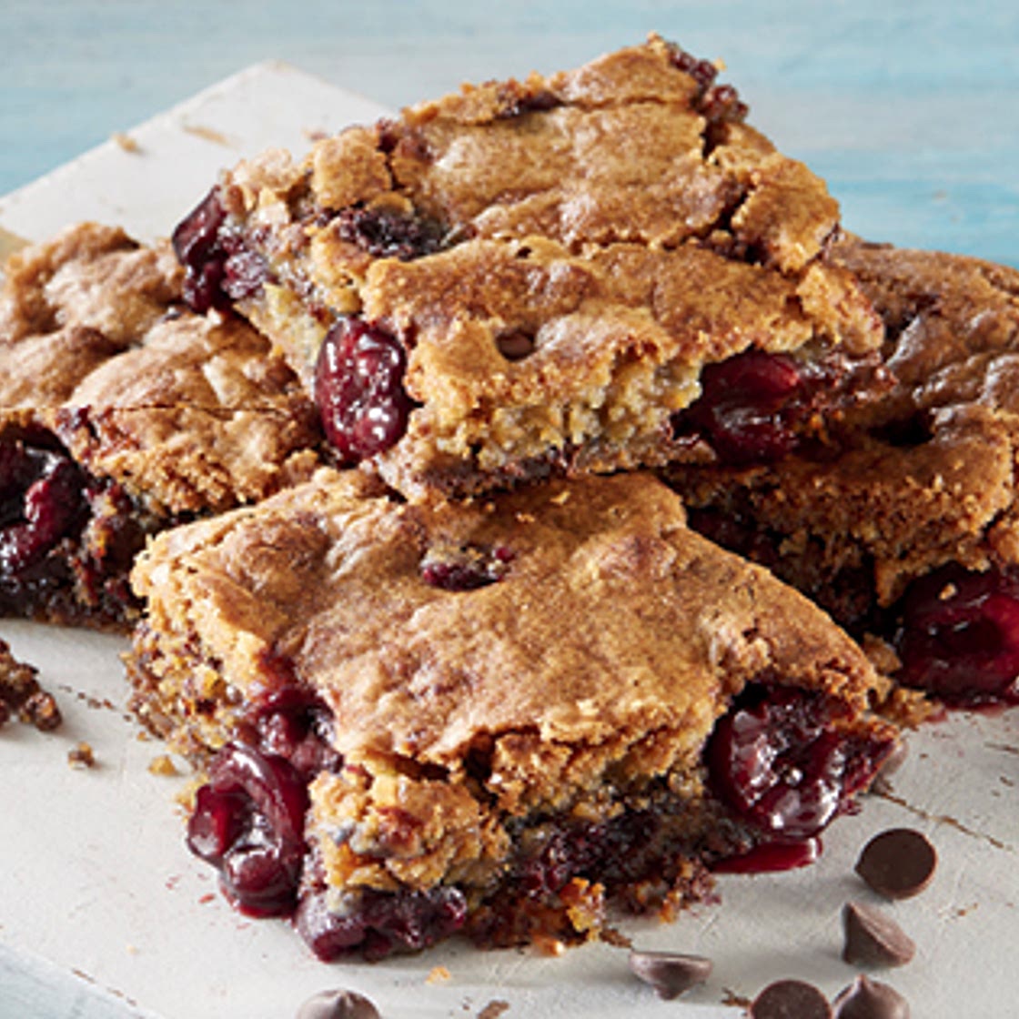 Choc chip and cherry blondies 