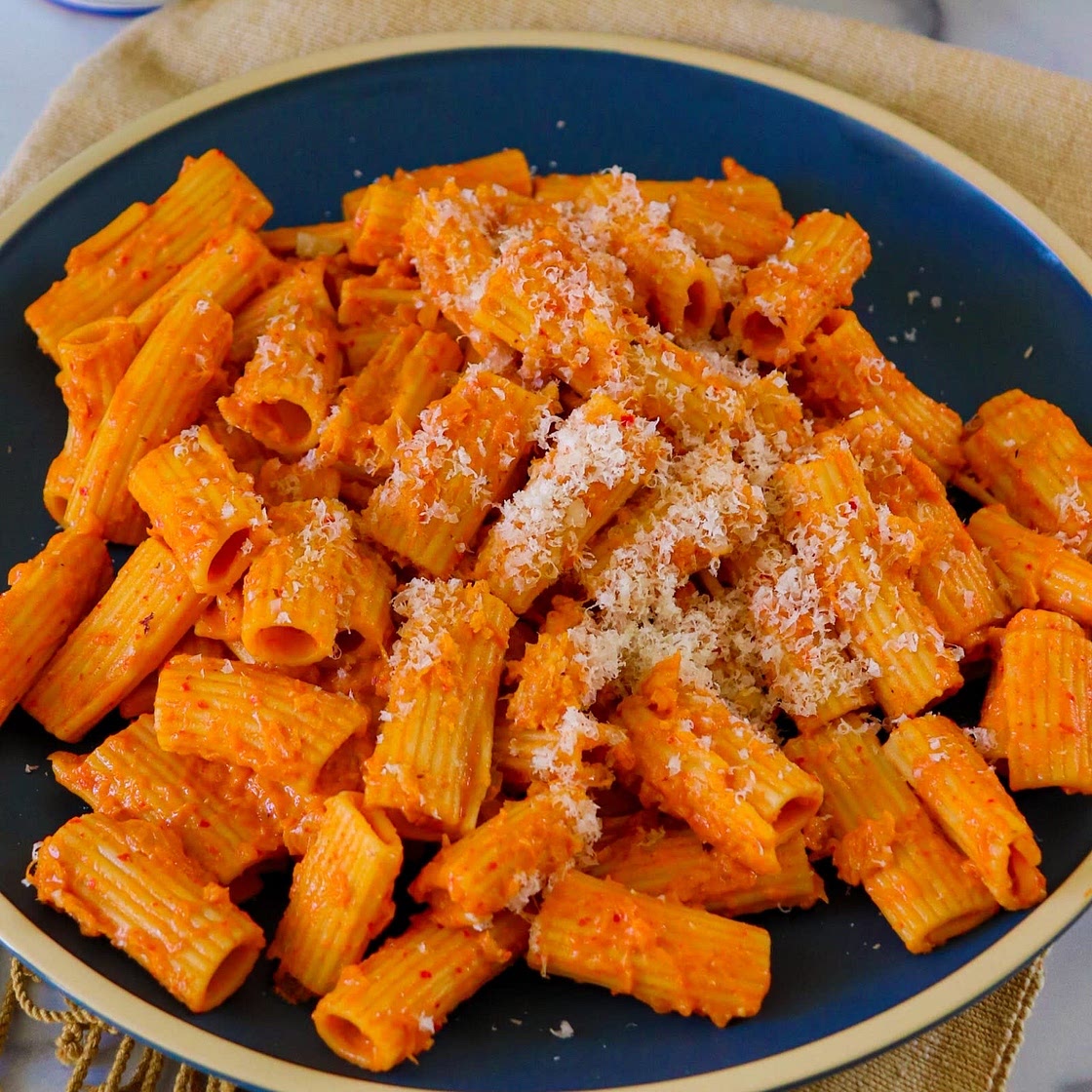 Vegan Creamy Kimchi Rigatoni Pasta