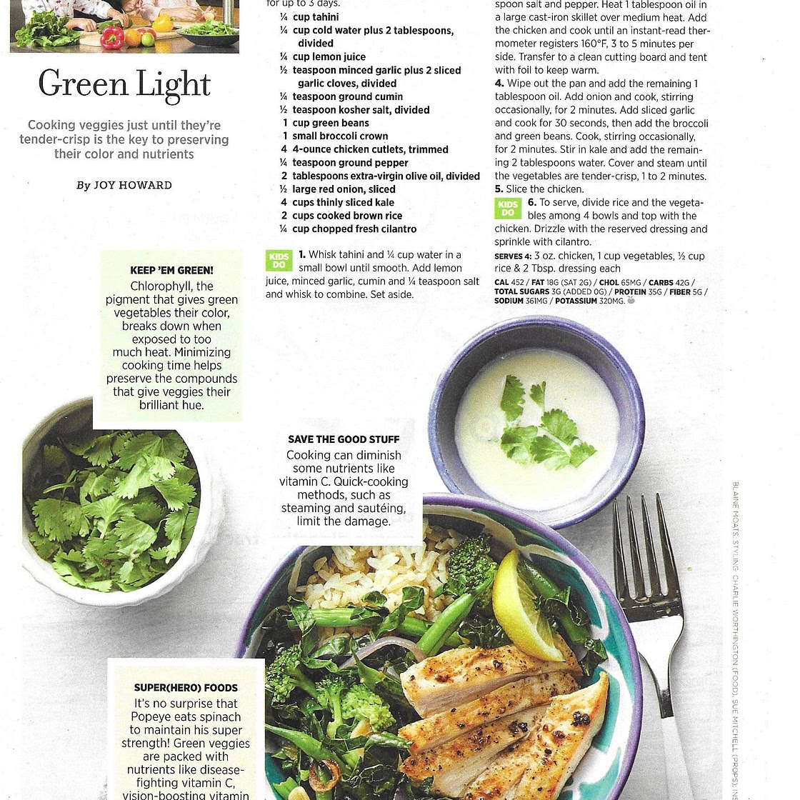 Green Veggie Bowl with Chicken & Lemon-Tahini Dressing