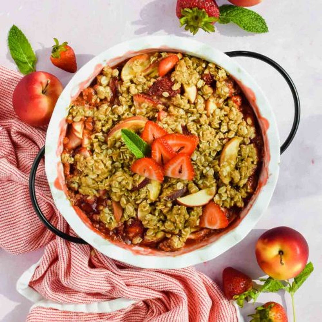 Strawberry Apple Crisp with Oatmeal Streusel Topping