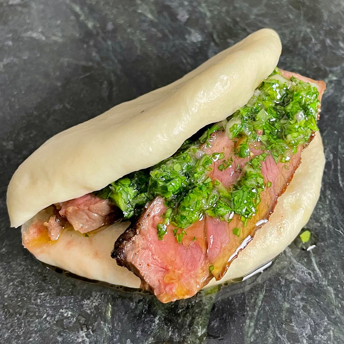 Steak Bao w/ Fish Sauce Chimichurri