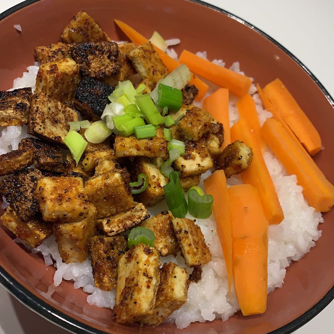 Pan fried tofu with garlic sauce (鱼香豆腐)