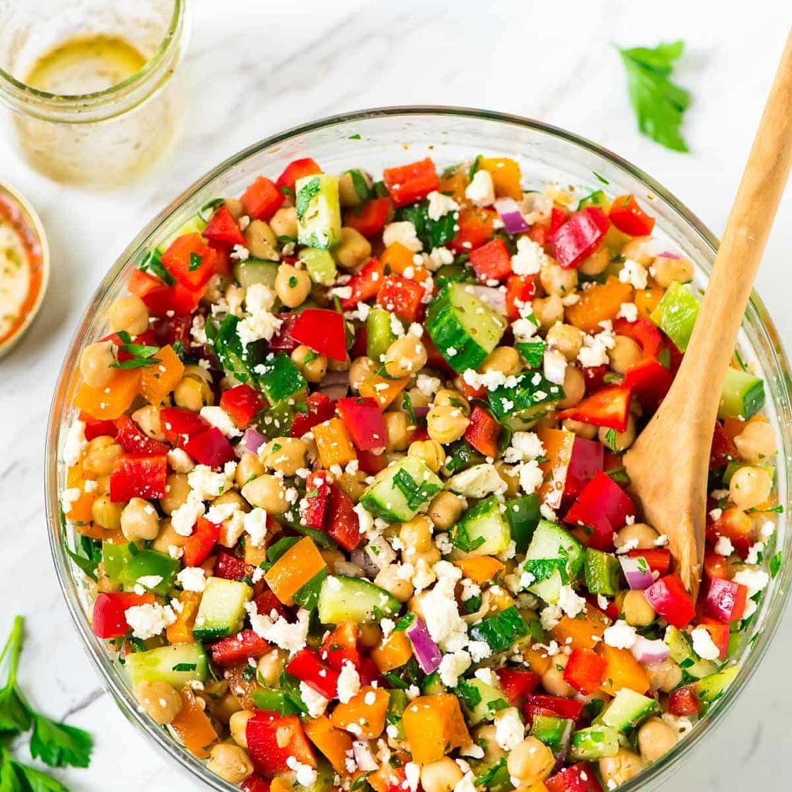 Mediterranean Chickpea Salad w/ Pita Bread (Vegetarian)