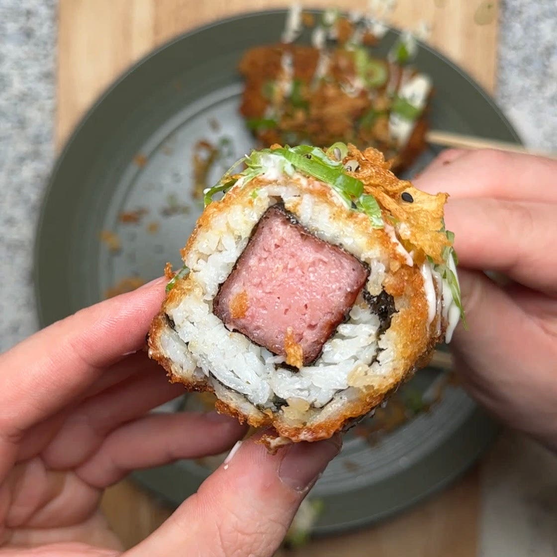 Fried Spam Sushi Dog