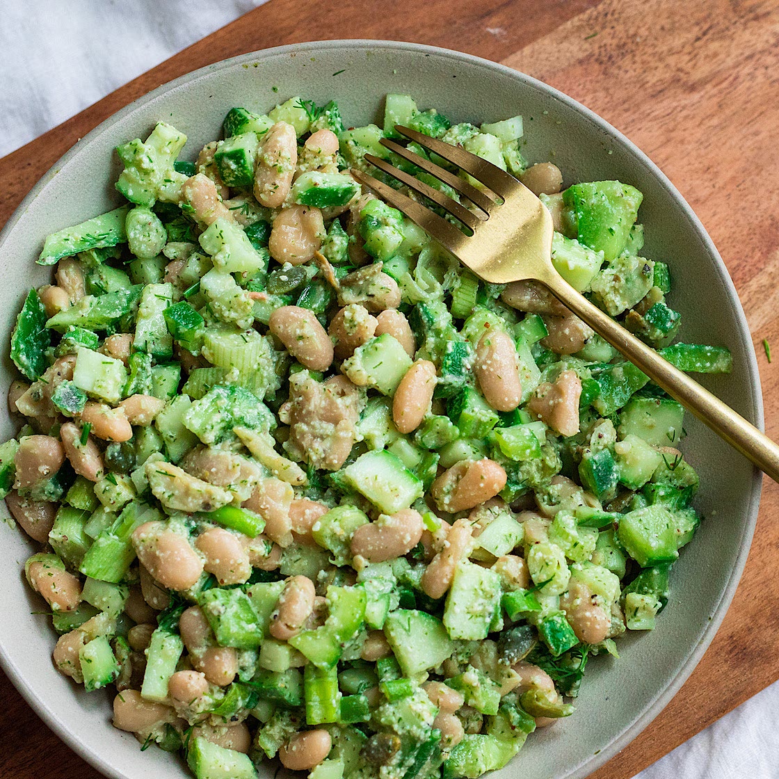 Dill Pickle White Bean Salad (vegan)