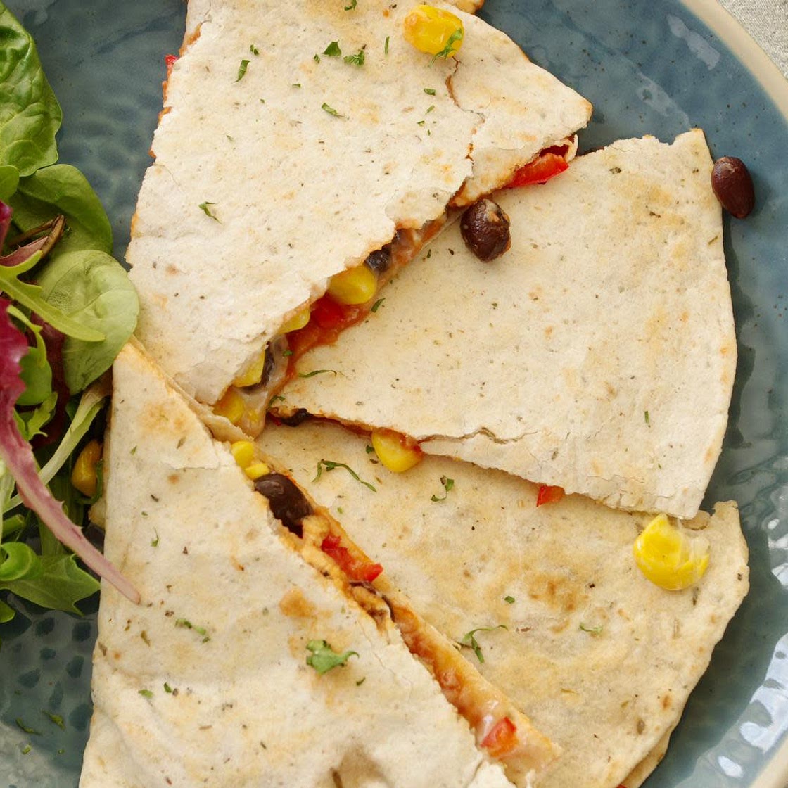 Microwave black bean quesadilla