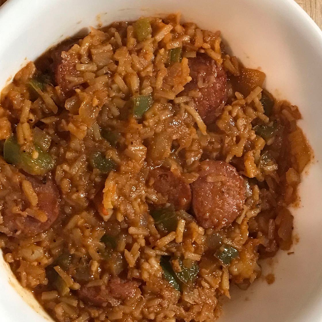 Low Carb Cajun Shrimp, Rice and Sausage Bowel