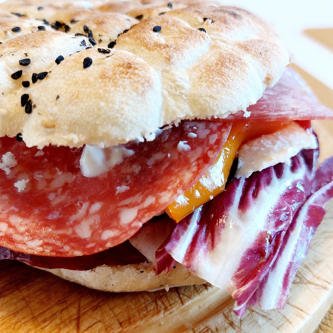 Panini - Salame, grilled pepper, radicchio and mozzarella
