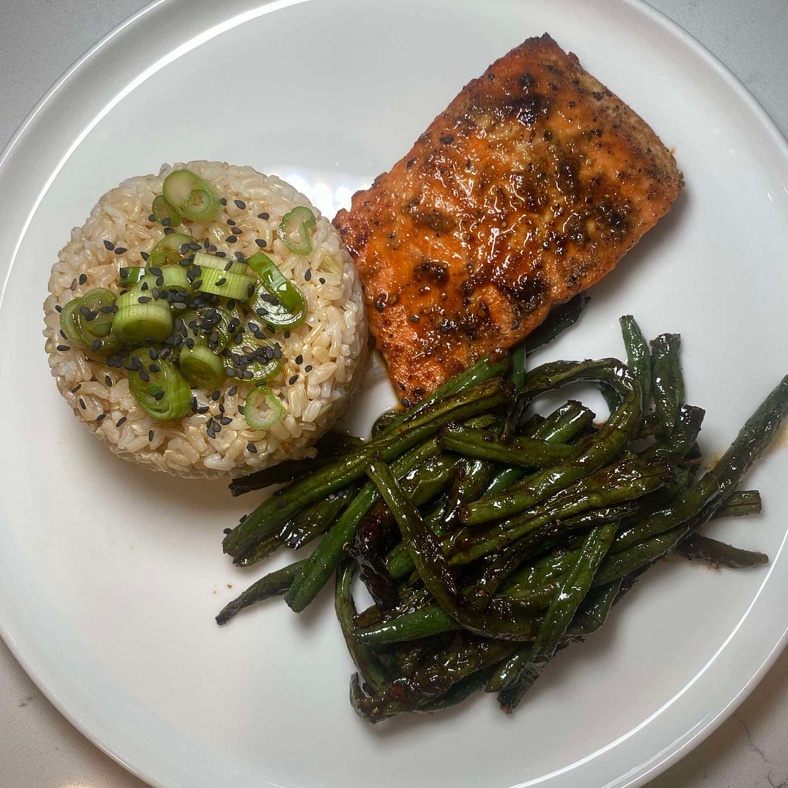 Teriyaki Salmon & Garlic Green Beans 