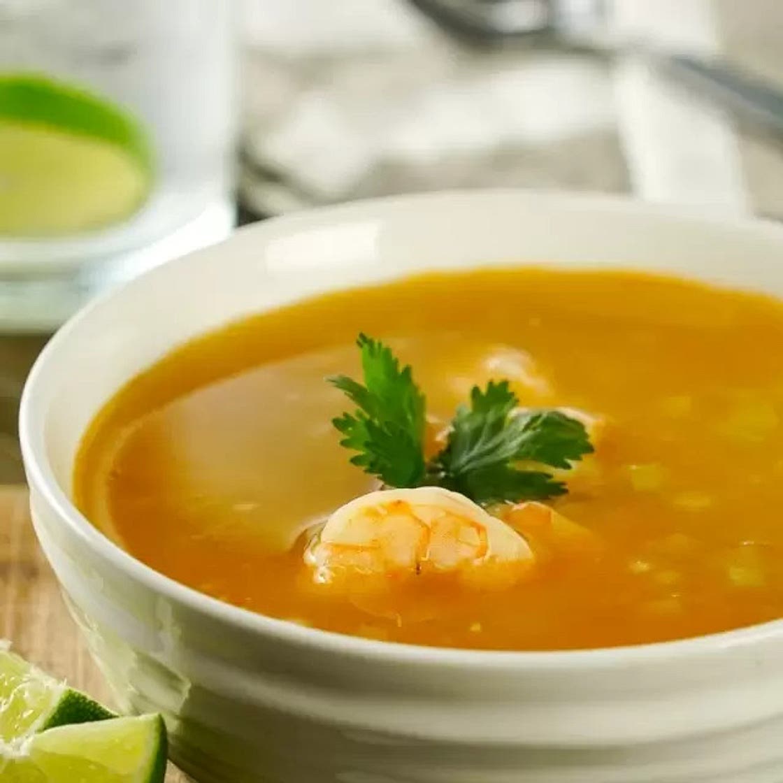 Sopa de Chayote con Camarón