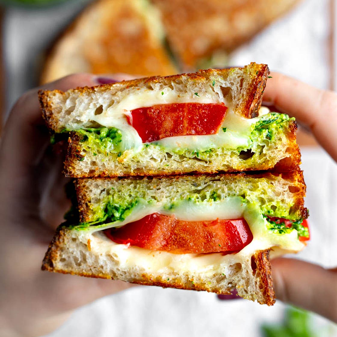 Quick & Easy Tomato Pesto Grilled Cheese Sandwiches