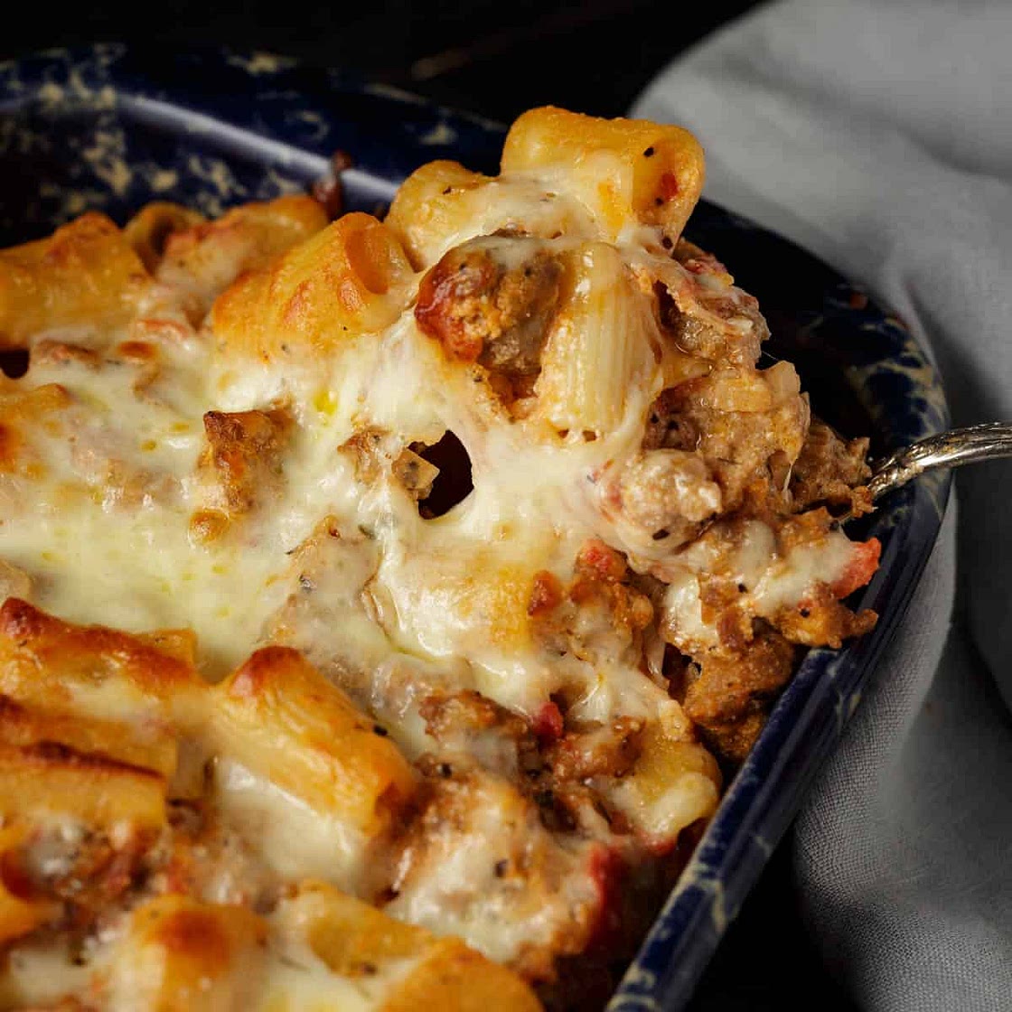 Baked Penne with Vodka Sauce, Ricotta & Sausage