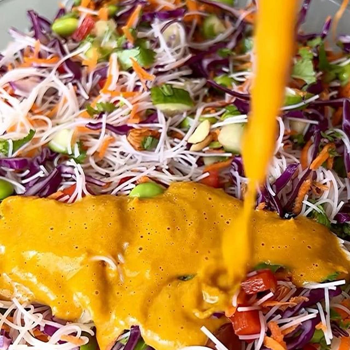 SPRING ROLL INSPIRED CHOPPED VERMICELLI SALAD WITH CARROT-GINGER