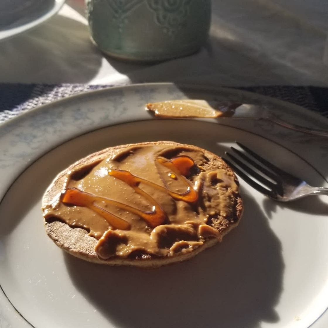 Almond protein, banana, & walnut pancakes