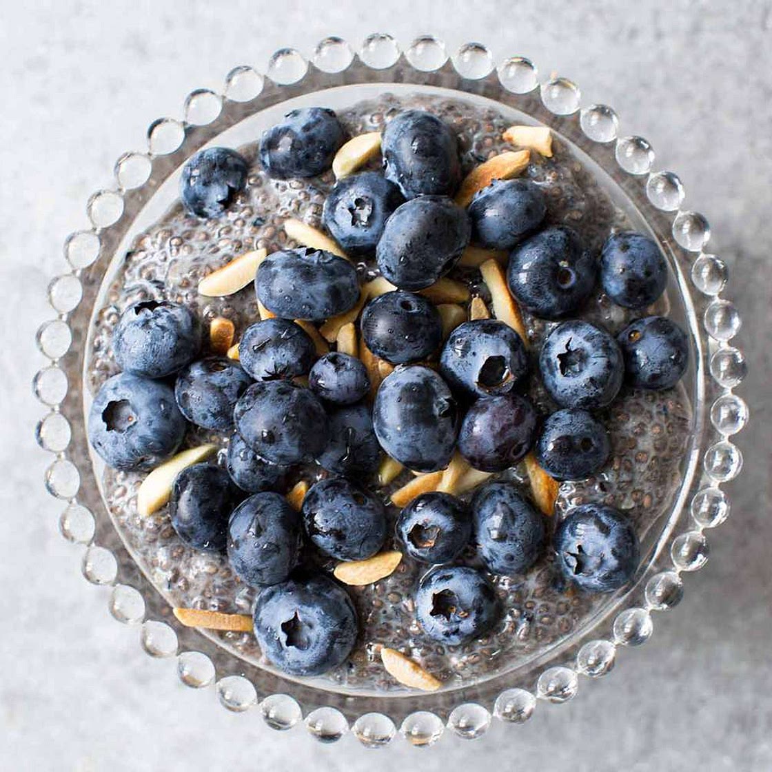 Chia Pudding with Blueberries and Almonds