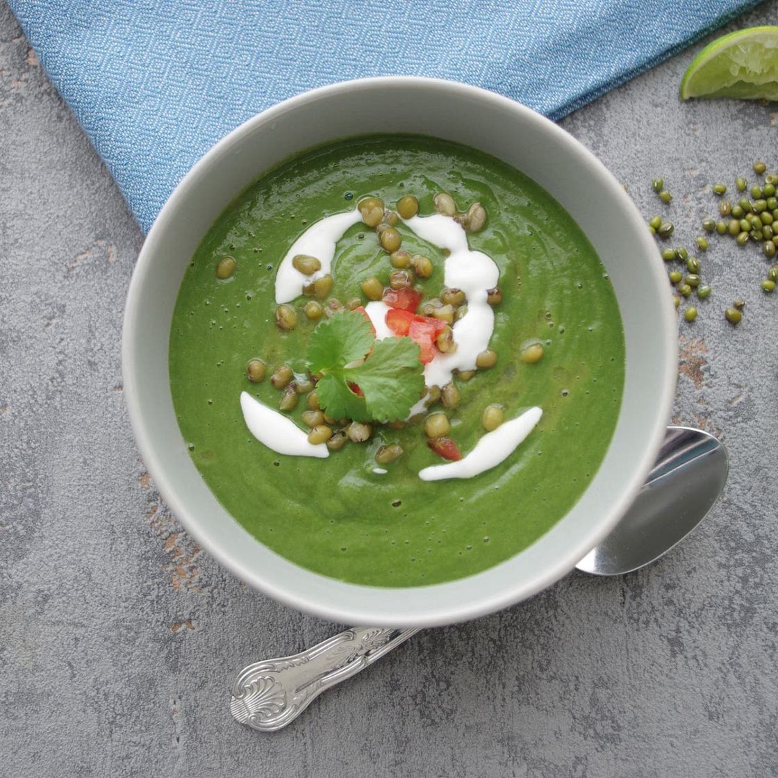 Mung bean and spinach soup