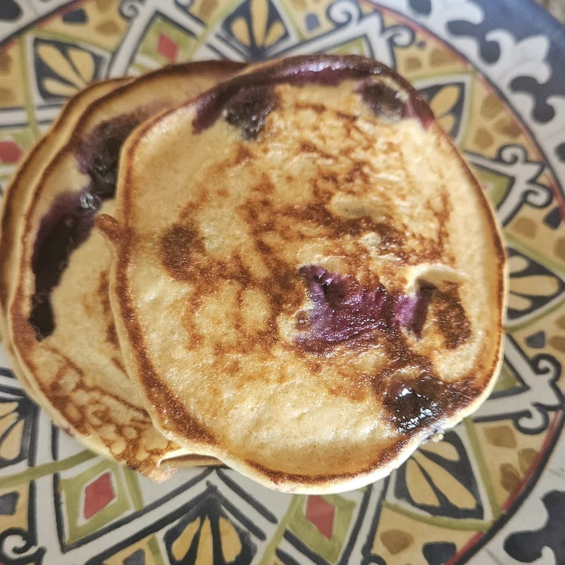 Blueberry Banana Greek Yogurt Pancakes