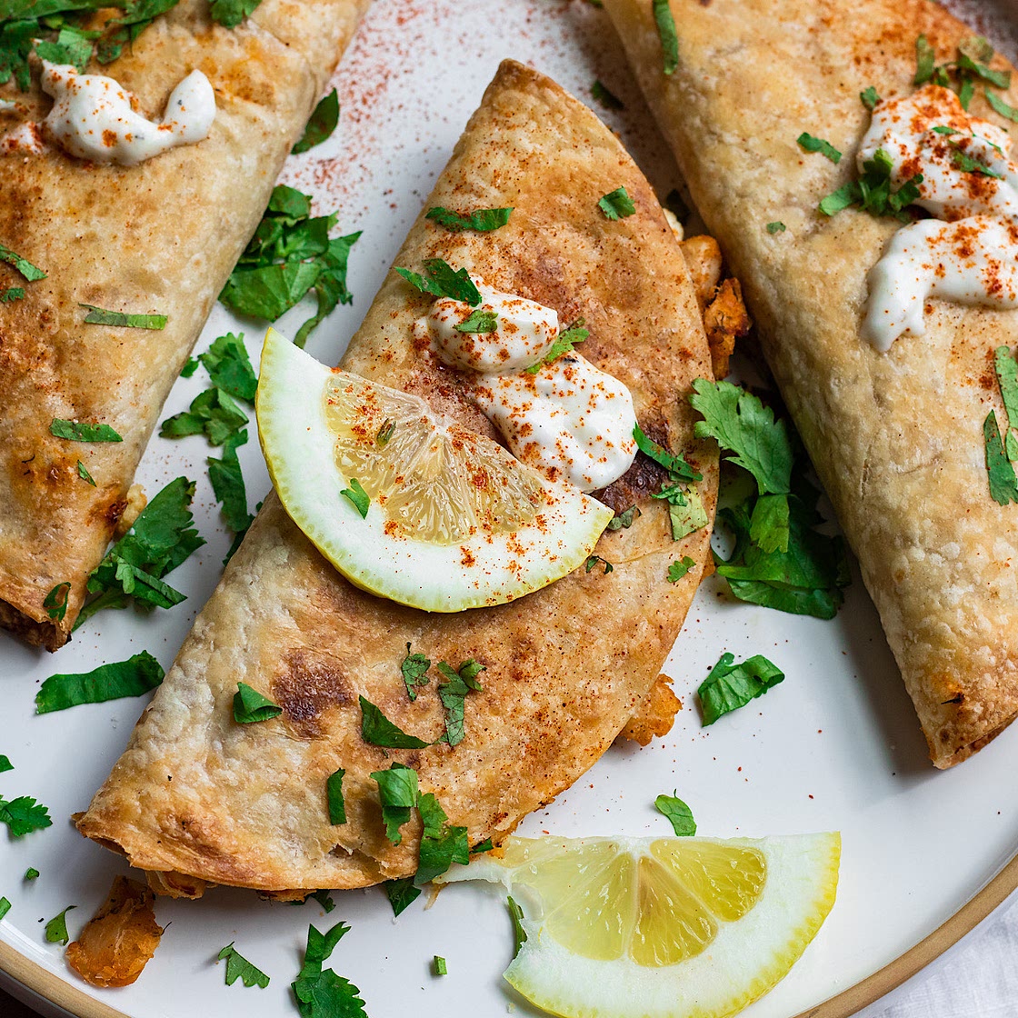 Crispy Mediterranean White Bean Tacos