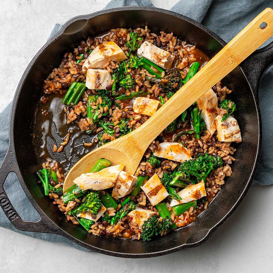 Sesame Ginger Chicken + Lentil Stir-Fry