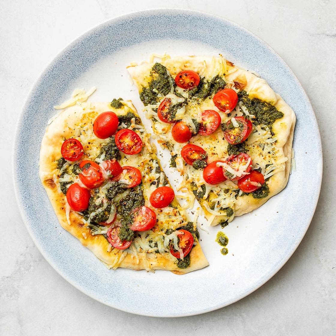 Herby Tomato Naan Pizza