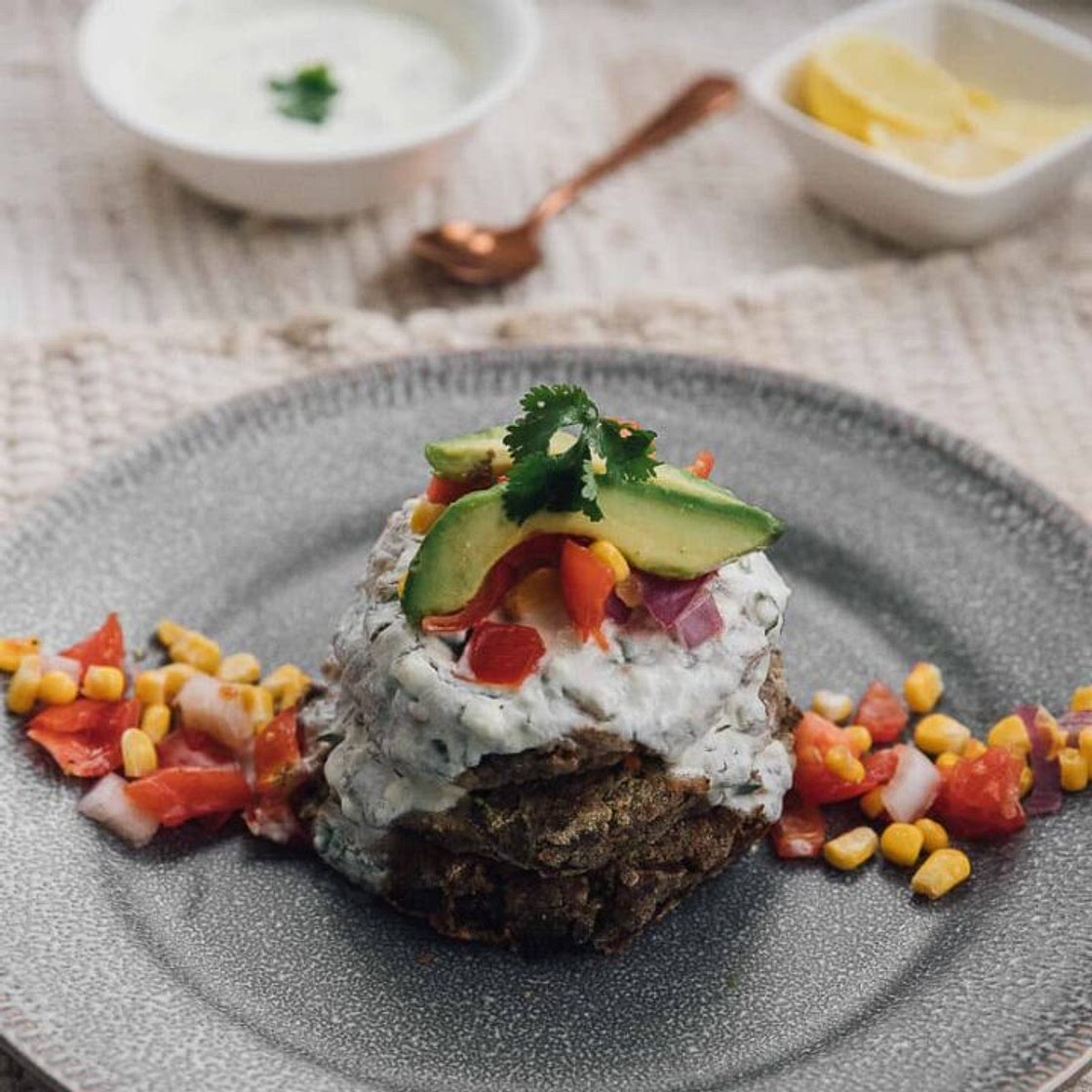 Vegan Black Bean Cakes with Roasted Salsa