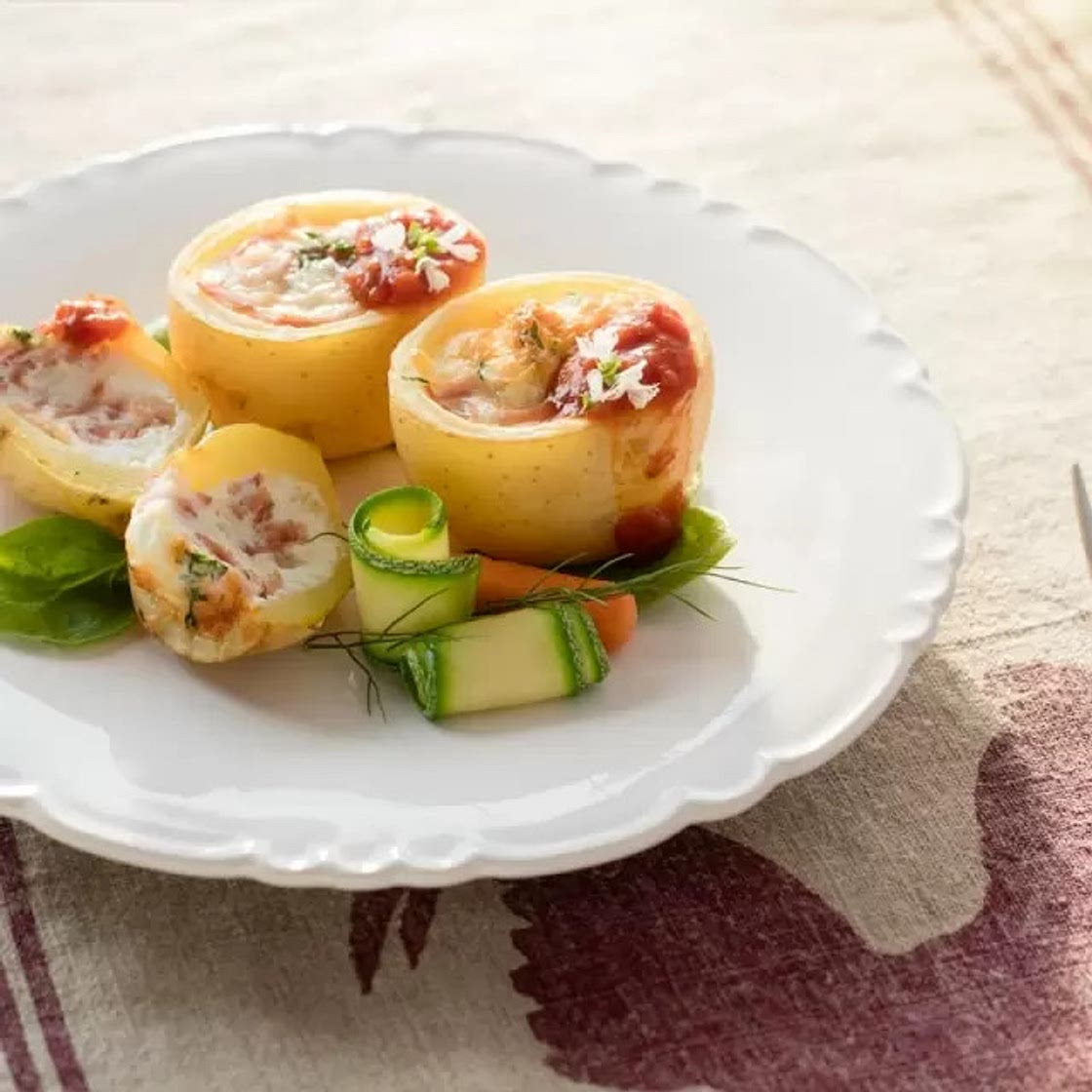 Papas al horno rellenas de Claras y Jamón