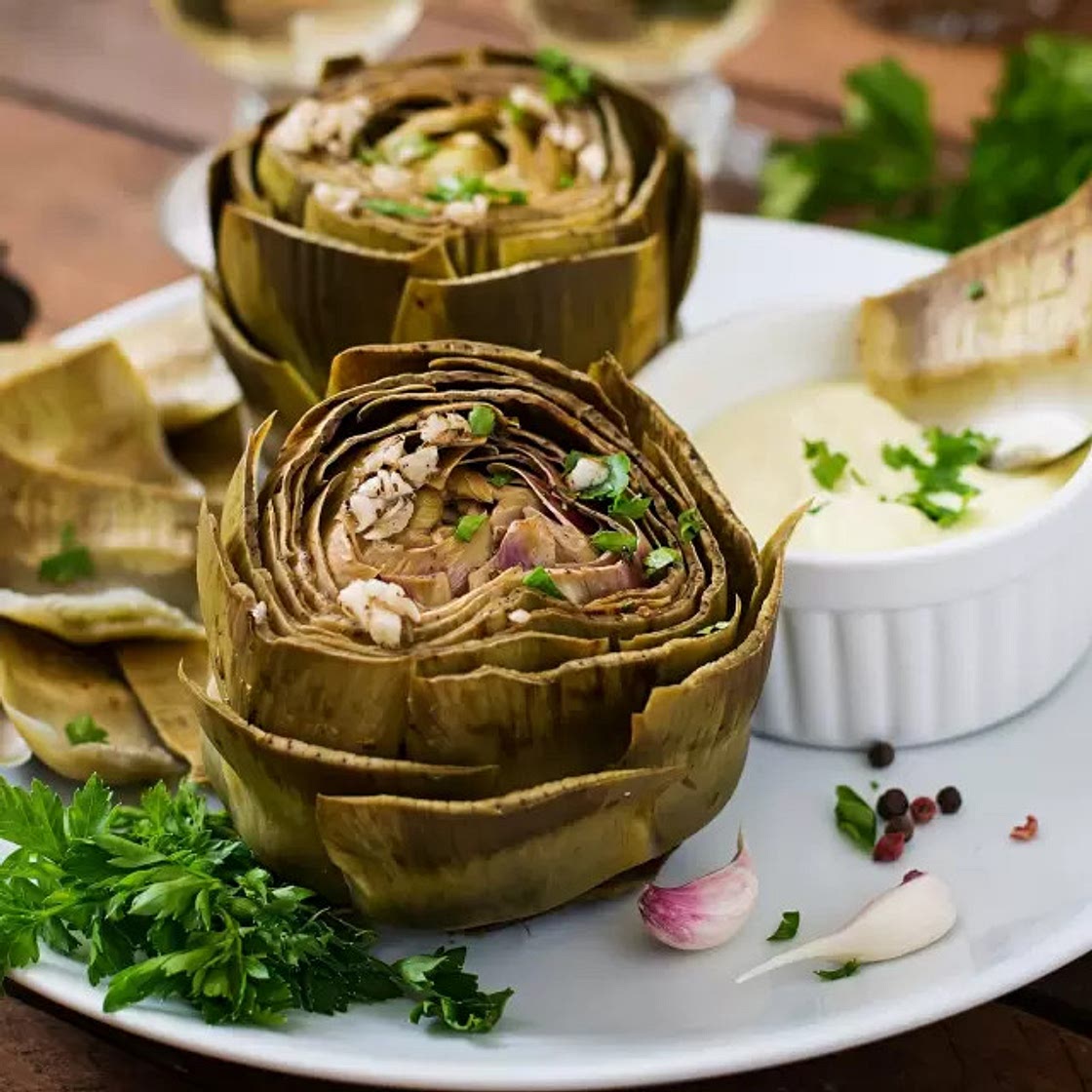 Alcachofa Horneada con Mayonesa de Chiles