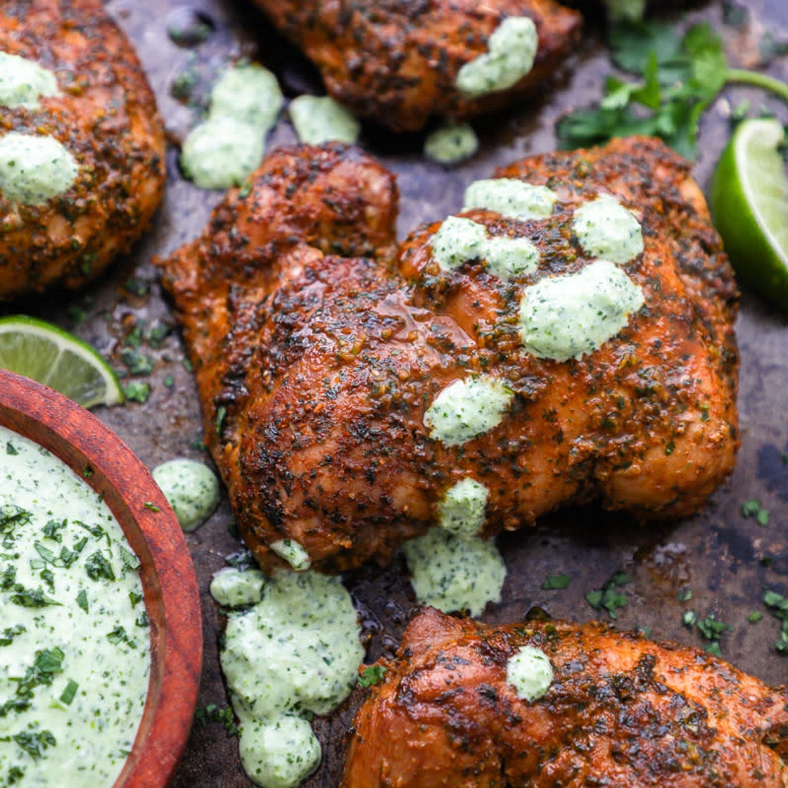 Roasted Peruvian Chicken with Green Sauce