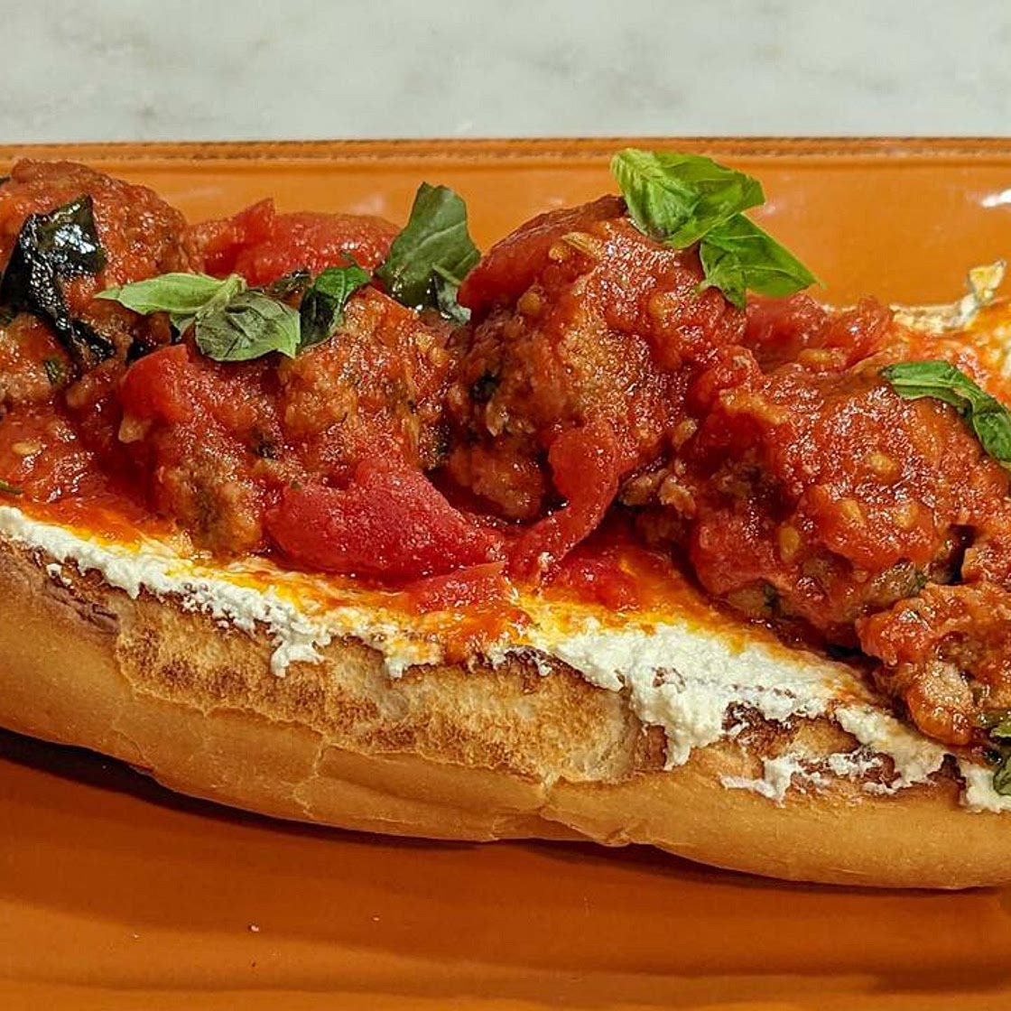 Rach's Game Day Meatball Subs with Ricotta "Slather"