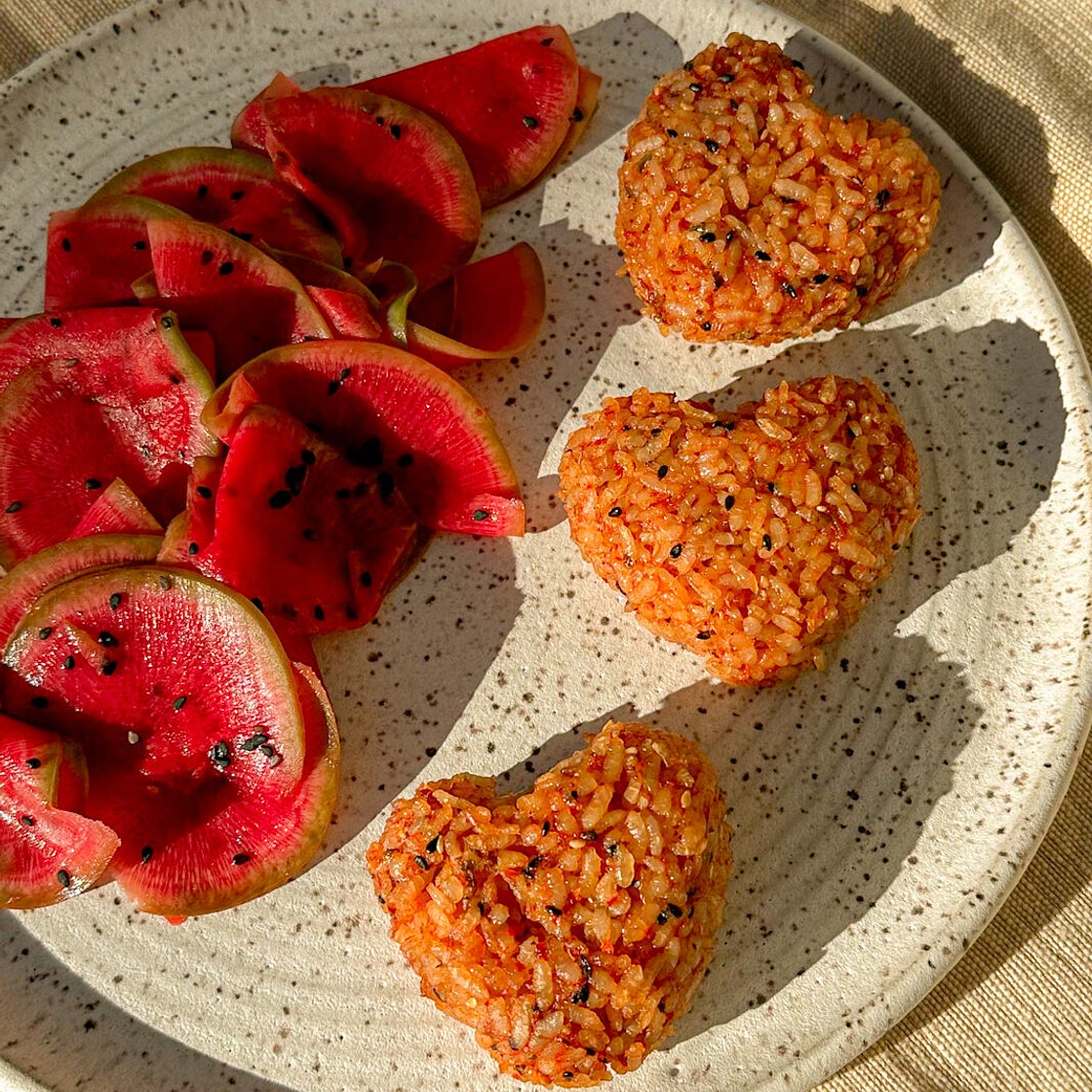 Heart Shaped Kimchi Rice Balls (vegan, gluten free)