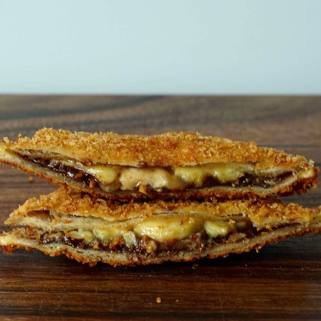 Black and white deepfried chocolate toast